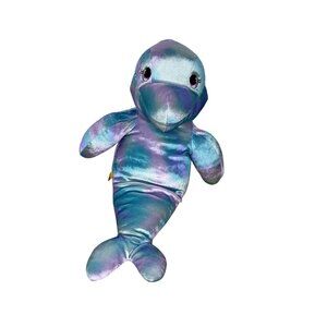 Build-A-Bear Workshop Dolphin Hand Puppet 19 Inch Pastel Blue Purple Plush Toy